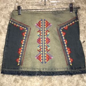 Printed jean skirt